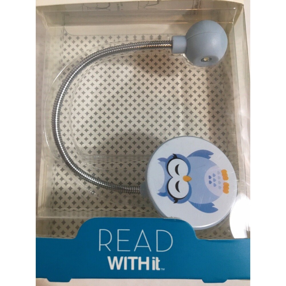 WITHit French Bull Owl Print Disc LED Booklight - Blue/White